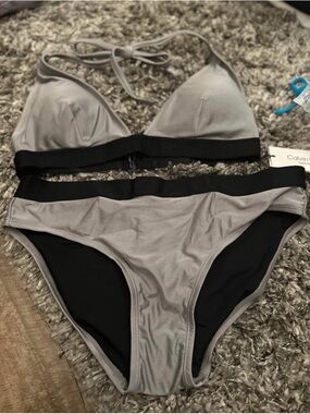 Calvin Klein Gray and Black Two-Piece Bikini